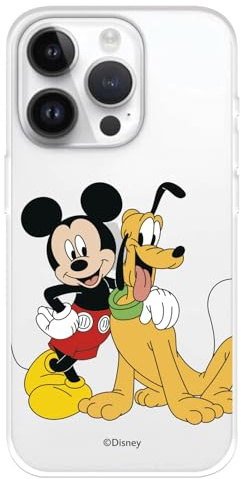 Schutzhülle kompatibel mit iPhone 15 Pro, offizielles Disney-Mickey & Pluto | Offizielle Mickey Mouse Schutzhülle, echtes Lizenzprodukt, Silikon, flexibel, erhöhte Kanten, schützt Bildschirm und Kamera