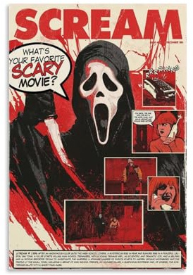Generisch Klassische Horrorfilme Scr-eam Comic Art Für Zimmer, Ästhetische Leinwand-Wandkunst, Schlafzimmer-Dekor Poster 12x18inch(30x45cm)