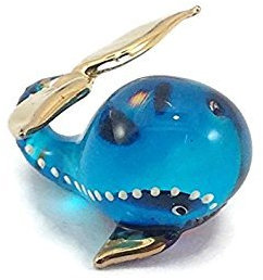 Mr_air_thai_Glass_Blown Tiny Miniature Baleine soufflé à la Main en Verre Transparent Art Baleine Figurine Animaux Collection Verre soufflé FBA