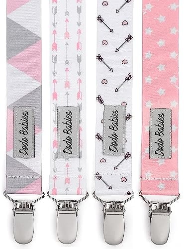 Dodo Babies Schnullerclip-Set mit Binky-Etui – Beißspielzeug und Autositze – rosa und graue Drucke