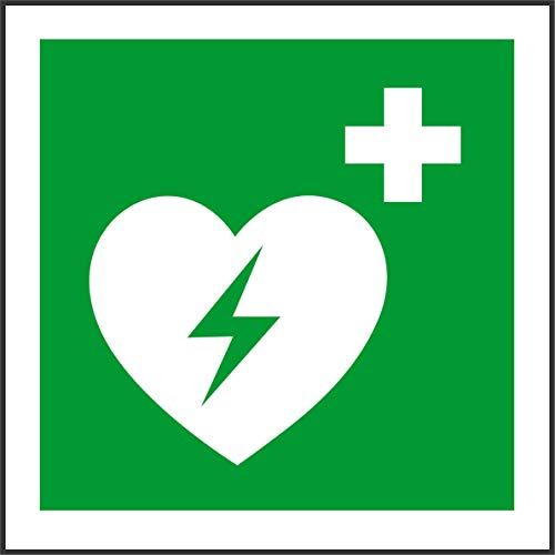 Indigos UG Aufkleber International Automated external heart defibrillator Symbol - 20x20cm - Sticker für Büro, Firma, Schule, Hotel, Werkschutz