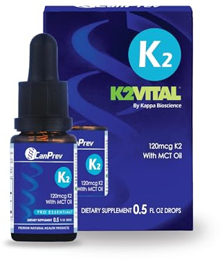 CanPrev K2 Drops, 15ml, 300 Servings, 30mcg MK-7 Vitamin K2 Liquid, Supports Strong Bones & Cardiovascular Wellness, Vegan, Unflavored Formula with MCT Oil for Optimal Calcium Utilization & Absorption