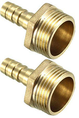sourcing map Brass Barb Hose Fitting Connector Adapter 12mm Barbed x 3/4 BSP Male Pipe 2pcs