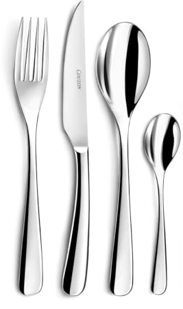 COUZON - Ménagère 50 couverts de table en coffre bois pour 12 personnes - Haikou - Acier inoxydable 18/10, Finition Miroir, Epaisseur 3.5 mm - Inox