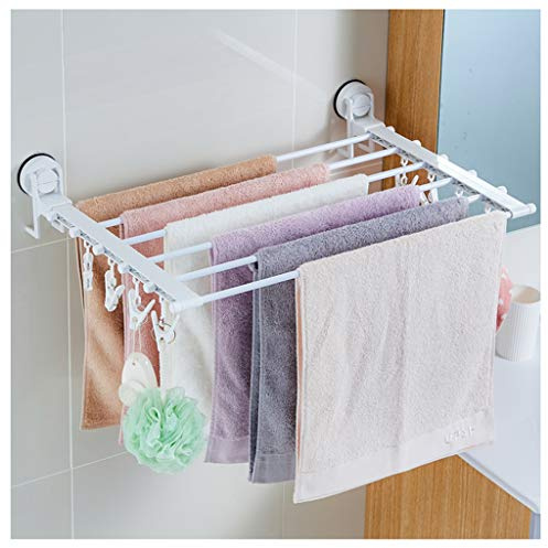 LXLTL Tendedero De Ropa Plegable Pared Hogar Baño Ventosa Toallero Plegable Sin Necesidad De Taladrar Tendedero Varios Clips