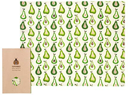 SuperBee Beeswax Wraps | XXL Breadwrap – Reusable Beeswax Wraps for Food, Zero Waste Food Wraps, Cling Film (Pears)