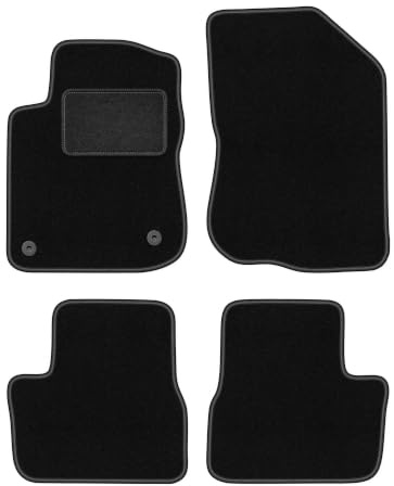 Velours-Fußmatten passend für Peugeot 208 I 2012-2019, Schwarz, LUX | passend für Schrägheck; Velours-Teppich (Polypropylen), ca. 6,5 mm; rutschfest, runde Befestigungen (Typ CP2)