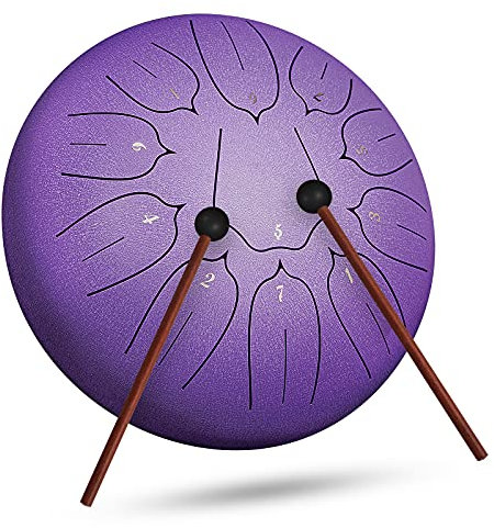 INMAKER Zungentrommel,10 Zoll 11-Stimmige Steel Tongue Drum mit Trommelschlägeln Musikbuch,Stahlzungentrommel für Erwachsene Kinder Musikunterricht Yoga