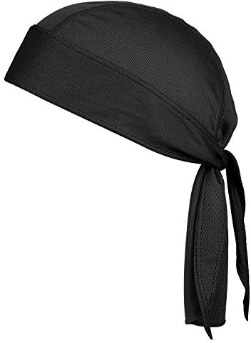 Bandana de Cyclisme Homme Femme Bandeau de Sport Séchage Rapide Respirante Chapeau Pirate Casquette Protège Tête Foulard Calotte sous Casque Eté Bonnet de Vélo Moto Running Couvre-Chef Noir