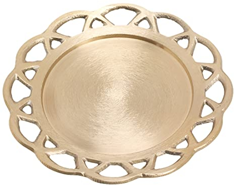 NKlaus Rustikal Kerzenteller Gold Ø11cm Kranz Messing poliert Dekoration Untersetzer 10491