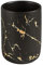 FülleMore Marmor Optik Rund Zahnputzbecher Zahnbürsten Tassen Badezimmerbecher Zahnbürstenbecher 10.5x7.5cm 300ml Keramik Zahnbürstenhalter für Bad, Zahnbürste, Zahnpasta (Schwarz)