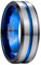 NUNCAD Wolfram Ring Herren Silber Blau Unisex Partnerring 8mm Schmuck Ring für Hochzeit Verlobung Größe 62