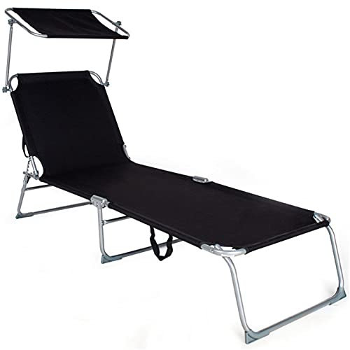 LLDW Transat Jardin Exterieur, Transat De Relaxation, avec Dossiers Et Parasol Inclinables, 55 X 189 X 27 Cm, Charge Max 110KG