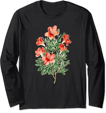 Azalee Blume Illustration Bloom Pflanzenliebhaber Langarmshirt