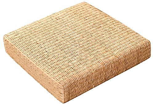 Roadoor Gewebtes Strohkissen Yoga Kissen Handgemachte Strohgewebe Meditation Pad Stroh flaches Kissen Strohkissen Dekorative Komfortables Quadratischer Stil für Zuhause 40 * 40cm