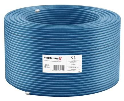 PremiumX Cable de red CAT 8, 100 m, cable LAN Simplex, cable de datos Ethernet, S/FTP, PiMF, PoE, Cca, Cat8, cable de instalación