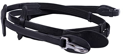 ARBO-INOX Zügel Gurtzügel Reitzügel mit Messingclips (Pony, SCHWARZ)
