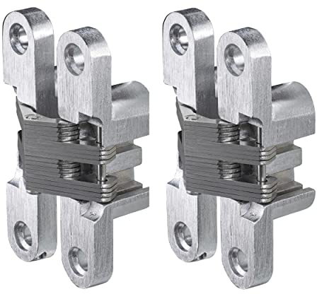 Cerniera a forare Gedotec in look acciaio inox | 2 pezzi - cerniera in legno in metallo | VICI | Cerniera a forare nichelata, spazzolata 18 x 94 mm | Cerniera per porta da avvitare con un angolo