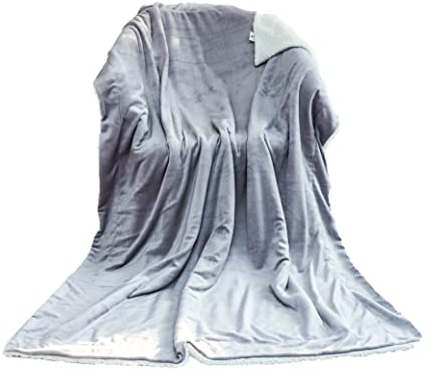 funky gadgets Sherpa-Fleece-Überwurf, für Einzelbett, flauschig, wendbar, Mikrofaser, solide Decken für Bett, Couch und Stuhl, 130 x 150 cm, Grau