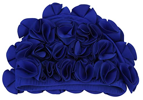 Cuffia da Bagno con Fiori Vintage, Cuffia da Bagno Donna con Ruches, Impermeabile per Donna Uomo Bambino Morbido e Confortevole Cappello da Bagno retrò Elasticizzato per Capelli Lunghi per Mantenere