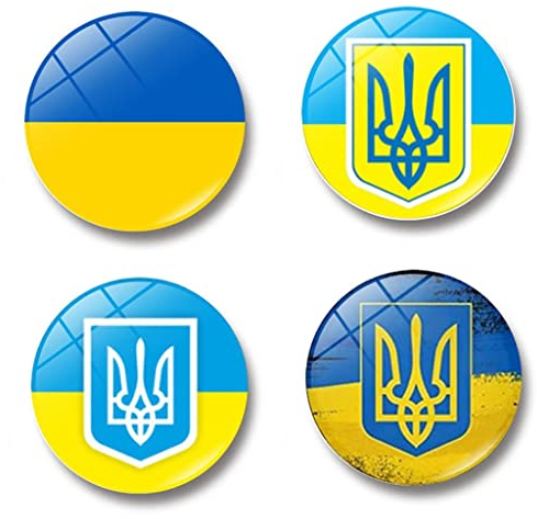 iFii Ukraine Kühlschrankmagnete, 25 mm, starke ukrainische Flagge, Kühlschrankmagnete für Kühlschrank, Whiteboard, Karte, Heimdekoration (4 Stück)
