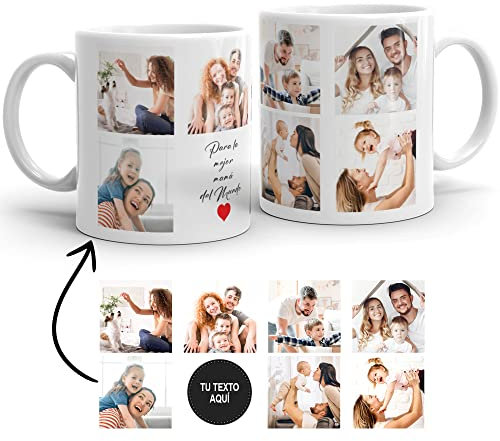 Zumo Digital Taza Personalizada con tu Foto, Regalos Personalizados, Fotos Collage Layout, Tazas Desayuno Originales, Regalos Especiales (Blanco)