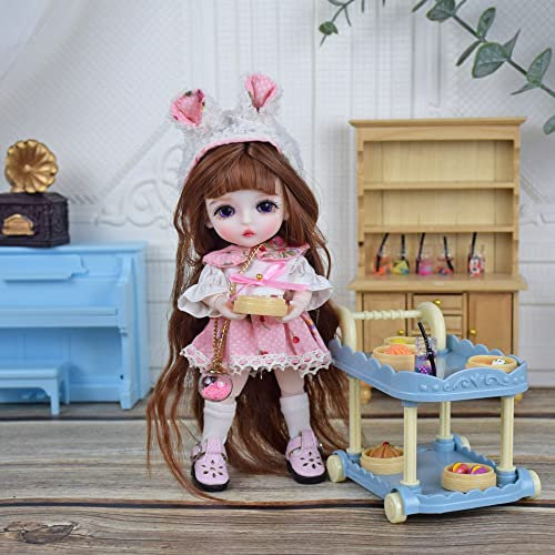 SISON BENNE 16cm BJD Puppe 1/8 1/12 Mini SD Puppen Ball Jointed Puppe DIY Spielzeug mit vollem Satz Kleidung Schuhe Perücke Make-up, Mädchen (26#)