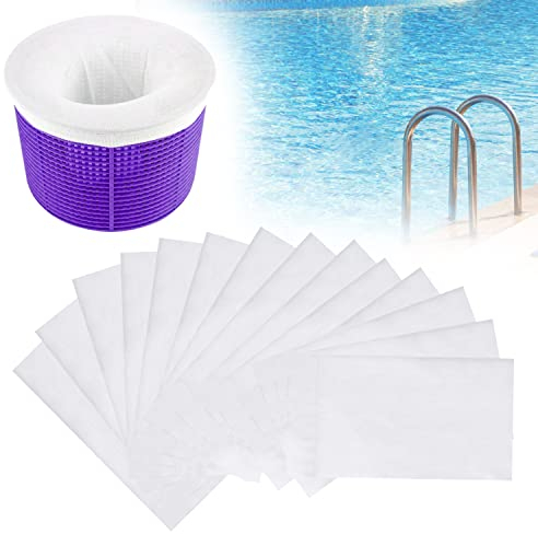 Paquete de 50 calcetines para piscina, red de protección para cesta de skimmer, forro de malla ultrafina, limpia los desechos y las hojas para la cesta de la piscina