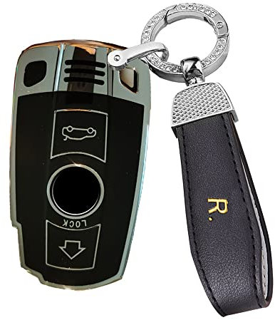 ontto Autoschlüssel Hülle Passt für BMW Silikon Schutzhülle Schlüsselhülle Passt für BMW E90 E60 E70 E87 1er 3er 5er 6er M3 M5 X1 X5 X6 Z4 E71 E72 E88 E89 E91 E92 Schlüsselanhänger Zubehör-A Schwarz