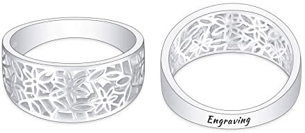 OTXIXTO 925 Sterling Silber Blumenmuster Blatt Filigran Gänseblümchen Ring Vintage Stil Ehering Schmuck für Frauen Größe 54