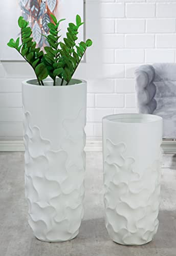 GILDE Samos 89368 Pot de fleurs en fibre de verre Blanc