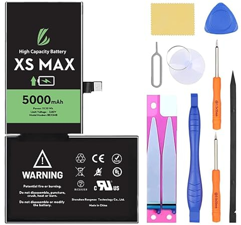 LL TRADER Batterie pour iPhone XS Max, 5000mAh Batterie au Lithium-ION Haute Capacité avec Tous Les Outils de Réparation
