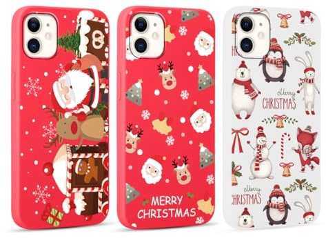 Yoedge 3 Stück Weihnachten Handyhülle für Apple iPhone 11 Hülle 6,1, Weihnachts Schutzhülle mit Elch Muster Aesthetic, TPU Stoßfeste Merry Christmas Case Cover für iPhone 11, Weihnachtsmann