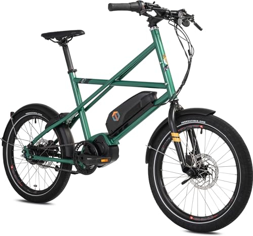 TechniBike UTY 9 by Cooper Bikes – 20 Zoll Ultrakompaktes, one size fits all, E-Bike mit Stahlrahmen, Shimano Alivio 9-Gang Kettenschaltung, Shimano E6100, Emerald Green