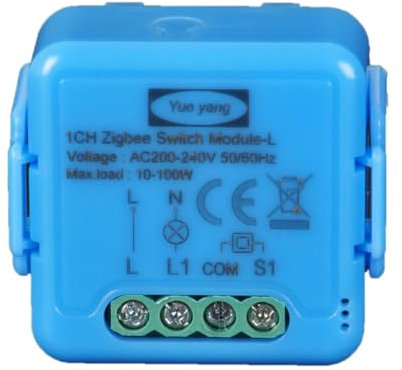Yueyang ZigBee Interrupteur sans fil (pas de fil neutre requis), interrupteur intelligent ZigBee 1 voie, compatible avec Alexa, Google Home, Home Assistant, ZigBee 3.0 Gateway Hub requis (1)