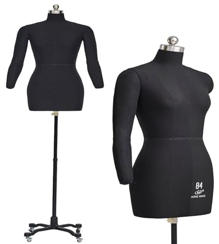 Ansteckbare Schneiderpuppe In übergröße Mit Weichen Armen – Weiblicher Schaufensterpuppen-torso In Voller Größe Zum Nähen Von Kleidung Und Schneidern – Puppe Auf Rädern Für Erwa(Size:XL,Color:schwarz)