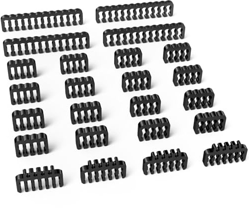Sirlyr PC-Kabelkamm, PSU-Kabelkämme für Verlängerungskabel-Management, 24-teiliges Set, 12 vhpwr-Kabel x 4,24 Pin x 4,8 Pin x 16,3 mm, bis zu 3,5 mm Drahtstärke, Schwarz