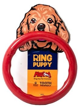 PlayDog Ring Puppy – Welpenspielzeug aus Naturkautschuk | Kauring für kleine Hunde & Welpen | Interaktives, leichtes Hundespielzeug zum Werfen & Kauen | Robust, zahnschonend & langlebig, Ø 11 cm