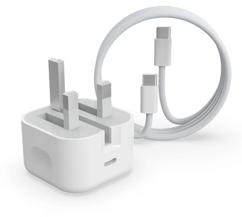 iPhone 16/15 USB C Charger, 20W PD USB C Fast Charger Plug with 3.3FT USB C to C Cable for iiPhone 16/16 Pro/16 Pro Max/16 Plus/15/15 Pro/15 Pro Max/15 Plus, iPad Pro/Air USBC UK Power Adapter