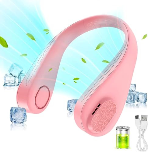 Gofemial Mini Ventilador de Cuello Portátil Silencioso, USB Recargable Sin Aspas con 3 Velocidades para Oficina, Viajes y Camping