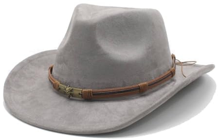 LIDHAY Westernhut für Damen und Herren, Wildleder und Filz, breite Krempe, Cowboy- und Cowgirl-Hüte