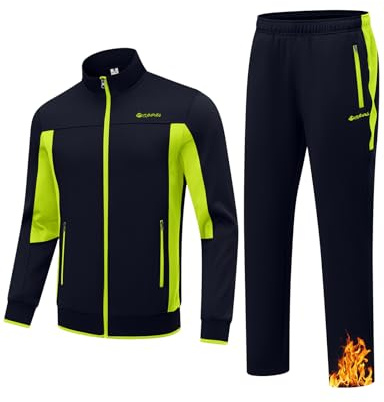 TBMPOY Herren-Trainingsanzüge mit Fleece-Futter, 2-teiliges Set, Winter, Jogging, Sweat-Anzüge, Thermo-Casual-Outfits
