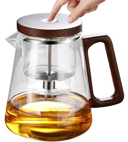 Vjeybv Wassertrennung Glas Teekanne Glas Teekanne mit Sieb Lose Blätter Teekannen mit Teesieb Enchantipot Mag-ic Teekanne Glas Teekanne Hexerei Teekanne Drücken Steuerung Magische Teekanne Glas