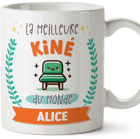 Mugffins Tasses Personnalisables pour KINÉ femme - En Français - Cadeau Personalisé- Meilleur du monde - Avec dessin - 11 oz / 330 ml