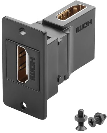 QIANRENON 4K HDMI Rechteckiges Panel Mount Adapter Kupplung 90° Winkel HDMI 2.0 Buchse auf Buchse Bulkhead Montage Rechter Winkel HD Display Anschluss, Montage in Desktop Wand, für HDTV PC Monitor