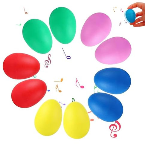 KSVFTB 10 PCS Egg Shaker, Musical Instrument, Egg Shakers, Easter Decoration, Multicolor, 5.6cm x 4cm, Plastic, Easter, Toddler, Kid, Drum