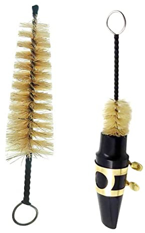 KAILIKETIY Saxophon Zubehör Satz mit Flexiblem Borstenpinsel und Riegel für Altsaxophon Kunststoff und Edelstahl Material für Reinigung und Pflege des Mundstücks