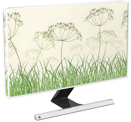 Baocicco Green Botanical Monitor Dust Cover 22, 23, 24, 25 Inch Sage Green Dandelion Plants Panel Case Computer Monitor Covers Sleeve Compatible with PC Desktop and TV Spring Floral