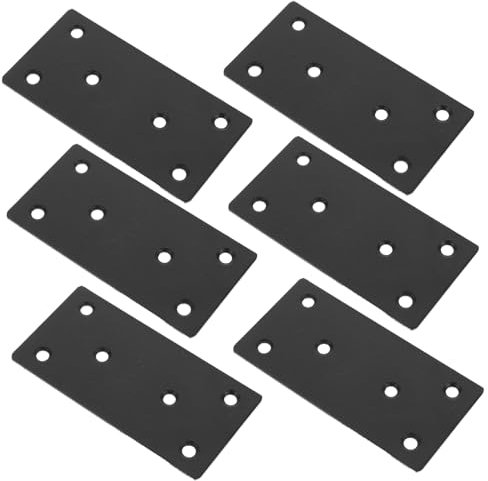 Ciieeo 6 Juegos Tablero De Reparación Placa De Metal Con Agujeros Soporte Recto Resistente Chapas De Reparación Para Madera Placas De Unión De Madera Black Acero Inoxidable