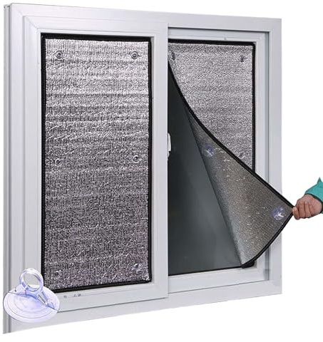 Aislante Calor Ventanas, Papel De Aluminio De Doble Capa Lamina Solar Ventana, Vinilo Ventana Privacidad, 9mm Parasol Ventanas Casa La Ventosa Es Fácil De Instalar Y Quitar(28x32)
